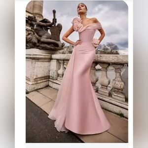 Terani Couture One Shoulder Embroidered Mermaid Dress